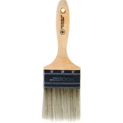 Wooster Brush - 3" Flat Synthetic Wall Brush - 3-3/16" Bristle Length, 5-11/16" Wood Beavertail Handle - USA Tool & Supply