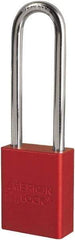 American Lock - Keyed Different Conductive Lockout Padlock - 3" Shackle Clearance, 1/4" Shackle Diam, 1.8" Body Height x 3/4" Body Width, Red, 6 Pins - USA Tool & Supply