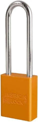 American Lock - Keyed Different Conductive Lockout Padlock - 3" Shackle Clearance, 1/4" Shackle Diam, 1.8" Body Height x 3/4" Body Width, Orange, 6 Pins - USA Tool & Supply