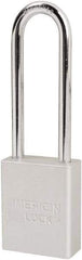 American Lock - Keyed Different Conductive Lockout Padlock - 3" Shackle Clearance, 1/4" Shackle Diam, 1.8" Body Height x 1-1/2" Body Width, Silver, 6 Pins - USA Tool & Supply