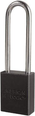 American Lock - Keyed Different Conductive Lockout Padlock - 3" Shackle Clearance, 1/4" Shackle Diam, 1.8" Body Height x 3/4" Body Width, Black, 6 Pins - USA Tool & Supply