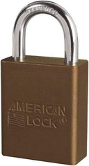 American Lock - Keyed Different Conductive Lockout Padlock - 1" Shackle Clearance, 1/4" Shackle Diam, 1.8" Body Height x 3/4" Body Width, Brown, 6 Pins - USA Tool & Supply