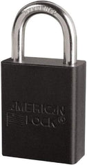American Lock - Keyed Different Conductive Lockout Padlock - 1" Shackle Clearance, 1/4" Shackle Diam, 1.8" Body Height x 3/4" Body Width, Black, 6 Pins - USA Tool & Supply