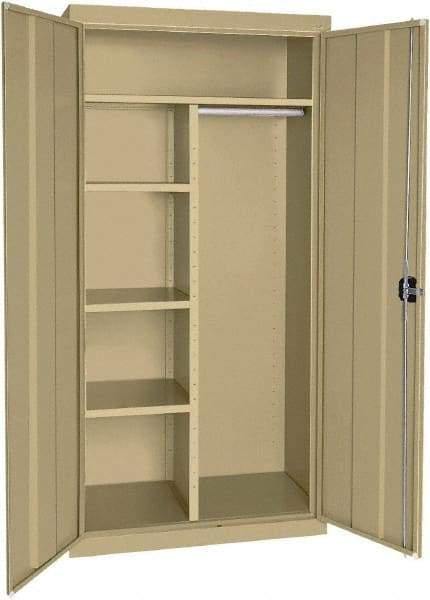 Sandusky Lee - 5 Shelf Combination Storage Cabinet - Steel, 46" Wide x 24" Deep x 72" High, Tropic Sand - USA Tool & Supply