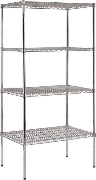 Sandusky Lee - 4 Shelf Wire Shelving Unit - 36" Wide x 24" Deep x 74" High, - USA Tool & Supply