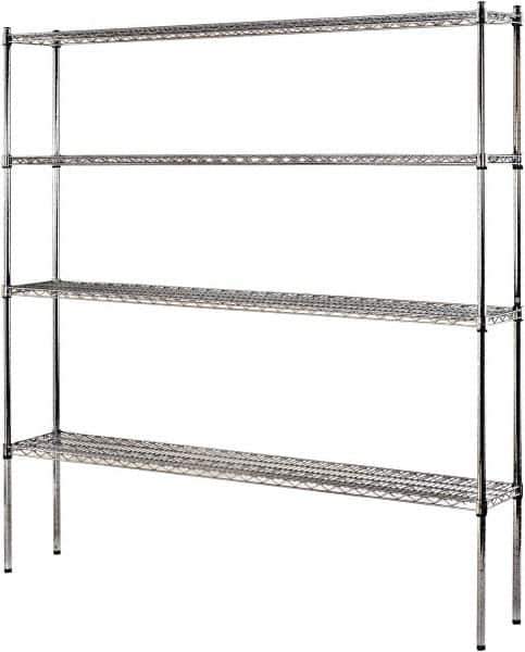 Sandusky Lee - 4 Shelf Wire Shelving Unit - 72" Wide x 12" Deep x 74" High, - USA Tool & Supply