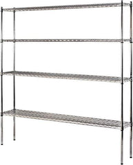 Sandusky Lee - 4 Shelf Wire Shelving Unit - 72" Wide x 12" Deep x 74" High, - USA Tool & Supply