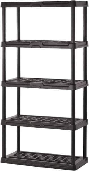 Sandusky Lee - 72" High x 36" Wide x 24" Deep, 5 Shelf Polyurethane Utility Plastic Shelving - Black, 150 Lb Capacity - USA Tool & Supply