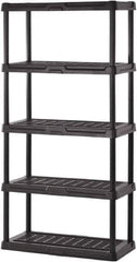 Sandusky Lee - 72" High x 36" Wide x 24" Deep, 5 Shelf Polyurethane Utility Plastic Shelving - Black, 150 Lb Capacity - USA Tool & Supply