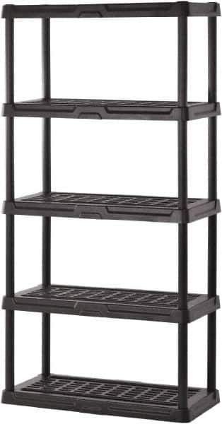 Sandusky Lee - 72" High x 36" Wide x 18" Deep, 5 Shelf Polyurethane Utility Plastic Shelving - Black, 150 Lb Capacity - USA Tool & Supply