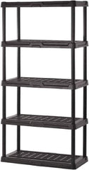 Sandusky Lee - 72" High x 36" Wide x 18" Deep, 5 Shelf Polyurethane Utility Plastic Shelving - Black, 150 Lb Capacity - USA Tool & Supply