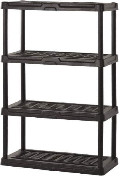 Sandusky Lee - 56" High x 36" Wide x 18" Deep, 4 Shelf Polyurethane Utility Plastic Shelving - Black, 150 Lb Capacity - USA Tool & Supply