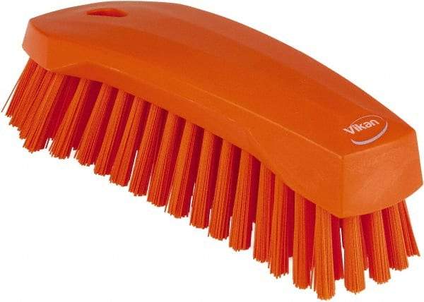 Vikan - 1.3" Bristle Length, Polyester Scrub Brush - 3" Wide Head, 8" OAL, Orange, Polypropylene Block - USA Tool & Supply