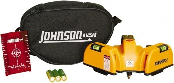 Johnson Level & Tool - 2 Beam 65' (Interior) Max Range Line Laser Level - Red Beam, 1/16" at 20' Accuracy, 6-1/2" Long x 4" Wide x 6-1/2" High, Battery Included - USA Tool & Supply