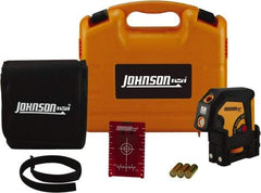 Johnson Level & Tool - 3 Beam 100' (Interior) Max Range Self Leveling Dot Laser Level - Red Beam, 1/8" at 50' Accuracy, 4-3/4" Long x 3" Wide x 4-3/4" High, Battery Included - USA Tool & Supply