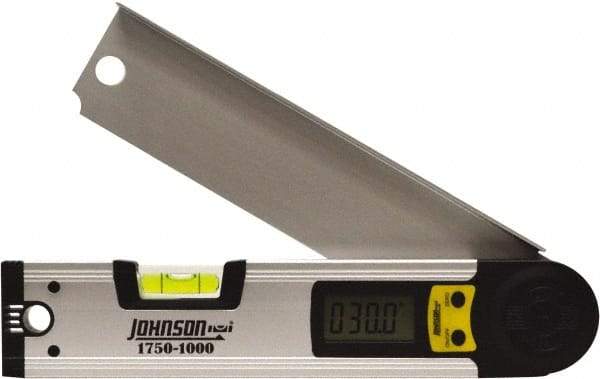 Johnson Level & Tool - 225° Measuring Range, Digital Protractor - 0.01° Resolution, 10 Inch Long Blade, Accuracy Up to 0.03°, CR2032 Lithium Battery Not Included - USA Tool & Supply