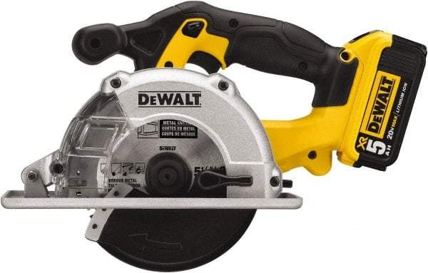 DeWALT - 20 Volt, 5-1/2" Blade, Cordless Circular Saw - 3,700 RPM, 2 Lithium-Ion Batteries Included - USA Tool & Supply