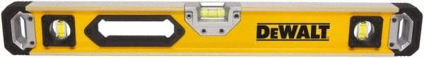 DeWALT - Magnetic 24" Long 3 Vial Box Beam Level - Aluminum, Yellow - USA Tool & Supply