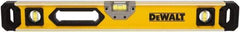 DeWALT - Magnetic 24" Long 3 Vial Box Beam Level - Aluminum, Yellow - USA Tool & Supply