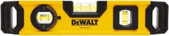 DeWALT - Magnetic 9" Long 2 Vial Torpedo Level - Aluminum, Yellow - USA Tool & Supply