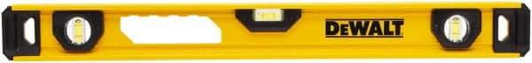 DeWALT - Magnetic 24" Long 3 Vial I-Beam Level - Aluminum, Yellow - USA Tool & Supply