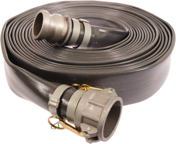 Continental ContiTech - 3" ID x 3.27 OD, 50 Working psi, Gray Pliovic Hose, Lays Flat - 25' Long, -10 to 150°F - USA Tool & Supply