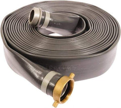 Continental ContiTech - 1-1/2" ID x 1.72 OD, 90 Working psi, Gray Pliovic Hose, Lays Flat - 50' Long, -10 to 150°F - USA Tool & Supply