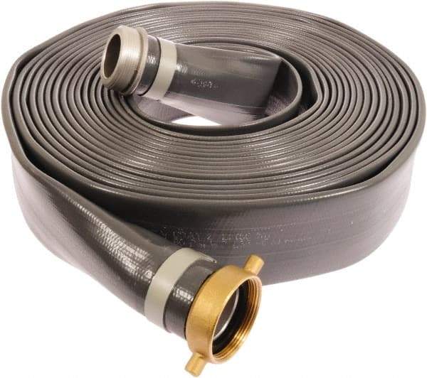 Continental ContiTech - 1-1/2" ID x 1.72 OD, 90 Working psi, Gray Pliovic Hose, Lays Flat - 100' Long, -10 to 150°F - USA Tool & Supply