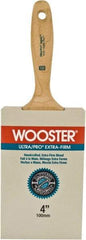 Wooster Brush - 4" Flat Synthetic Wall Brush - 3-15/16" Bristle Length, 6-1/4" Maple Beavertail Handle - USA Tool & Supply