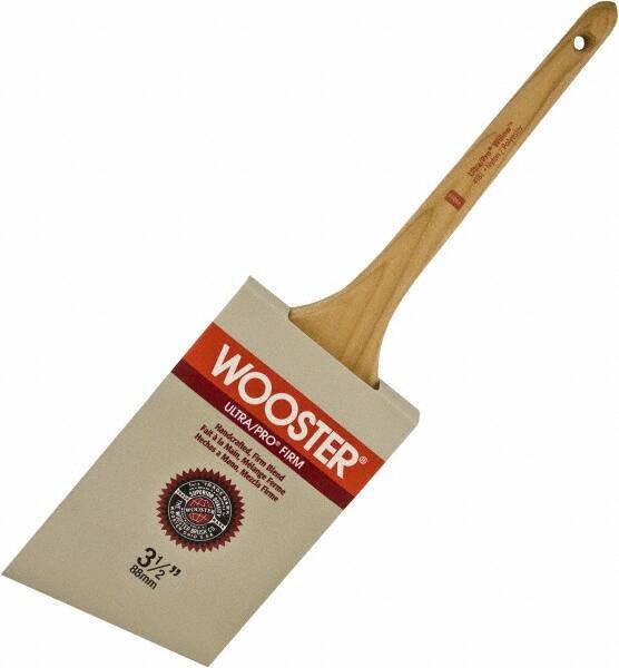 Wooster Brush - 3-1/2" Angled Nylon/Polyester Sash Brush - 3-3/16" Bristle Length, 8" Maple Rattail Handle - USA Tool & Supply