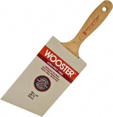 Wooster Brush - 3-1/2" Angled Nylon/Polyester Wall Brush - 3-7/16" Bristle Length, 5-3/4" Maple Beavertail Handle - USA Tool & Supply
