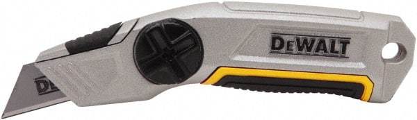 DeWALT - Fixed Utility Knife - 2-1/2" Bi-Metal Blade, Yellow & Silver Metal Handle, 1 Blade Included - USA Tool & Supply