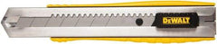 DeWALT - Snap Utility Knife - 1/4" Carbon Steel Blade, Yellow & Silver Plastic/Stainless Steel Handle, 1 Blade Included - USA Tool & Supply