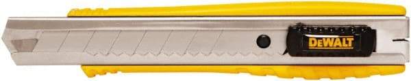 DeWALT - Snap Utility Knife - 1/4" Carbon Steel Blade, Yellow & Silver Plastic/Stainless Steel Handle, 1 Blade Included - USA Tool & Supply