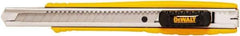 DeWALT - Snap Utility Knife - 1/4" Carbon Steel Blade, Yellow & Silver Plastic/Stainless Steel Handle, 1 Blade Included - USA Tool & Supply