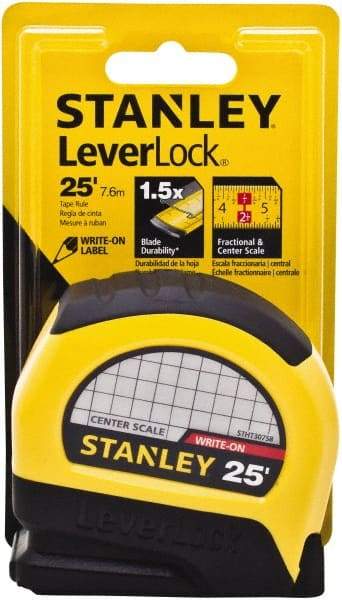 Stanley - 25' x 1" Tape Measure - 1/16" Graduation - USA Tool & Supply