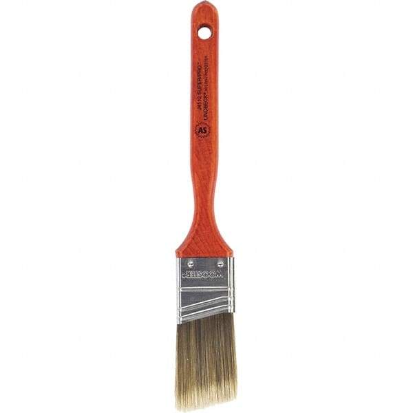Wooster Brush - 1-1/2" Angled Nylon/Polyester Sash Brush - 2-7/16" Bristle Length, 7-3/16" Wood Fluted Handle - USA Tool & Supply