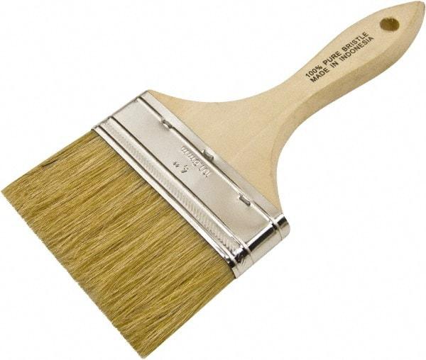 Wooster Brush - 4" Flat Hog Chip Brush - 2" Bristle Length, 5-3/4" Wood Beavertail Handle - USA Tool & Supply