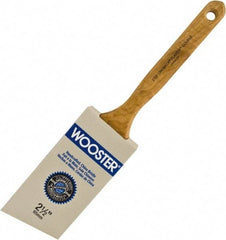 Wooster Brush - 2-1/2" Angled Hog Sash Brush - 2-11/16" Bristle Length, 7-7/8" Maple Fluted Handle - USA Tool & Supply