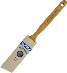 Wooster Brush - 1-1/2" Angled Hog Sash Brush - 2-7/16" Bristle Length, 7-7/8" Maple Fluted Handle - USA Tool & Supply