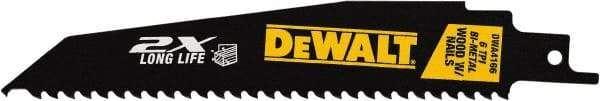 DeWALT - 6" Long x 1" Thick, High Speed Steel Reciprocating Saw Blade - Tapered Profile, 6 TPI, Toothed Edge, Universal Shank - USA Tool & Supply