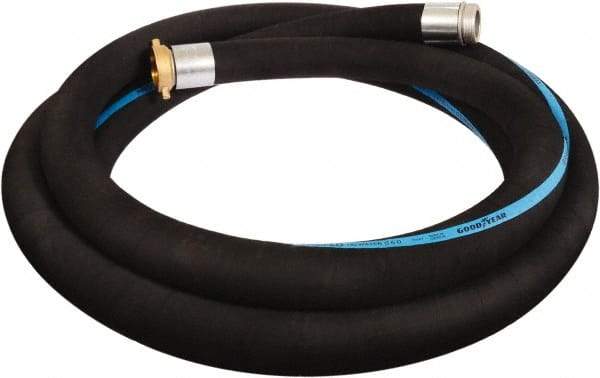 Alliance Hose & Rubber - 4" ID x 4.45 OD, 150 Working psi, Black Synthetic Rubber Water & Discharge Hose - Male x Female NPSH Ends, 20' Long, -25 to 200°F - USA Tool & Supply