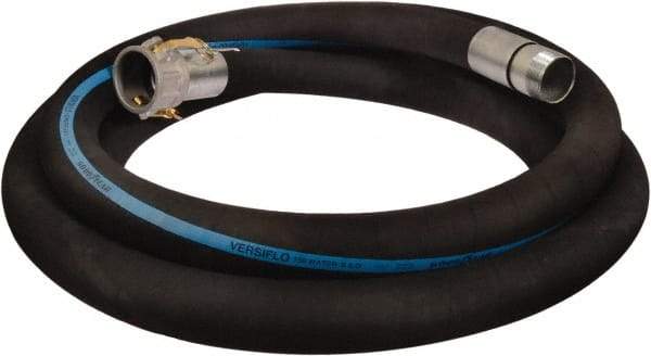 Alliance Hose & Rubber - 1-1/2" ID x 1.87 OD, 150 Working psi, Black Synthetic Rubber Water & Discharge Hose - Female Camlock x Male Nipple Ends, 20' Long, -25 to 200°F - USA Tool & Supply