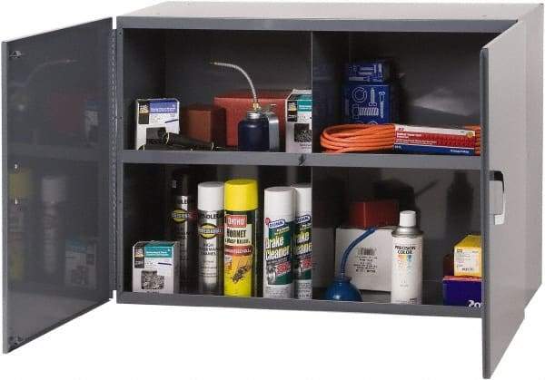 Durham - 1 Shelf Wall Storage Cabinet - Steel, 33-3/4" Wide x 12-7/8" Deep x 23-7/8" High, Gray - USA Tool & Supply