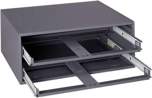 Durham - 2 Drawer, Small Parts Slide Rack Cabinet - 11-3/4" Deep x 15-1/4" Wide x 6-1/4" High - USA Tool & Supply