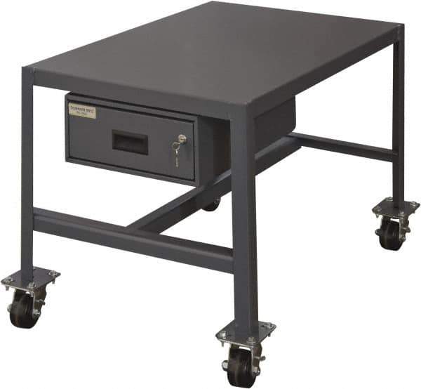 Durham - Machine Work Table with Drawer - Steel, Gray, 48" Long x 24" Deep x 24" High - USA Tool & Supply