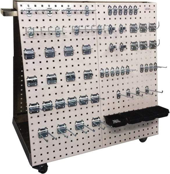 Triton - 21-1/4 Inches Wide x 39-1/4 Inches High x 36-3/4 Inches Deep A-Frame Double Sided Pegboard Tool Cart - 800 Lbs. Load Limit, Includes 56 Piece LocHook Assortment and 4 Plastic Bins - USA Tool & Supply