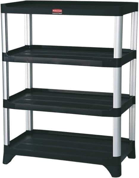 Rubbermaid - 46" High x 20" Wide x 35" Deep, 4 Shelf Structural Plastic Open Shelving - Black, 800 Lb Capacity - USA Tool & Supply