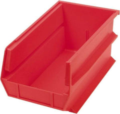 Triton - 14-3/4" Deep, Red Polypropylene Hopper Stacking Bin - 7" High x 8-1/4" Wide x 14-3/4" Long - USA Tool & Supply