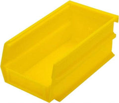 Triton - 7-3/8" Deep, Yellow Polypropylene Hopper Stacking Bin - 3" High x 4-1/8" Wide x 7-3/8" Long - USA Tool & Supply